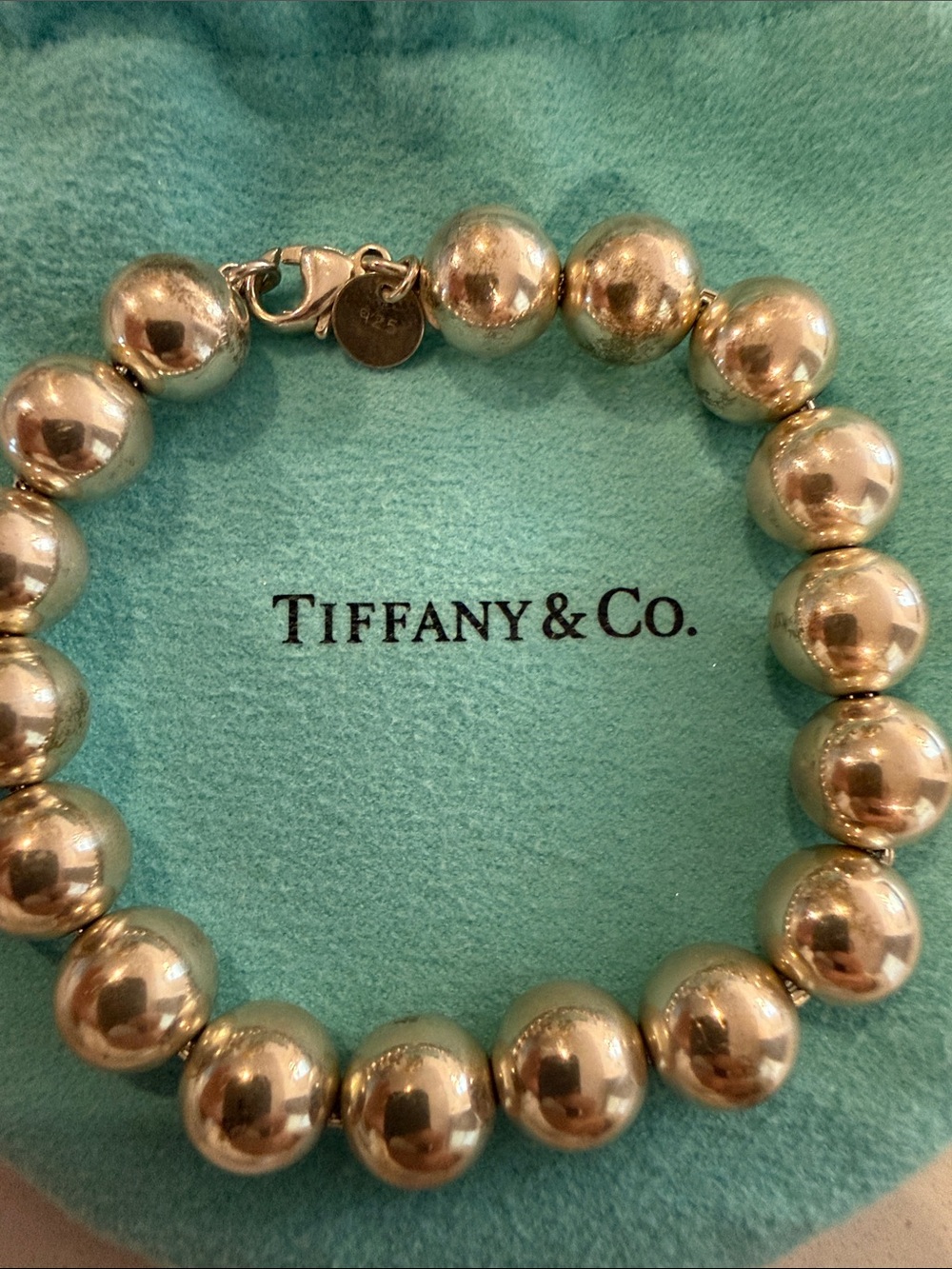 Authentic Tiffany & Co. Silver Bead Bracelet with Signature Blue Pouch - Picture 4 of 4